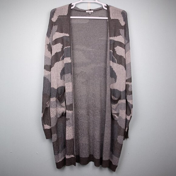 Jodifl grey camo long open cardigan-2X - Picture 1 of 4